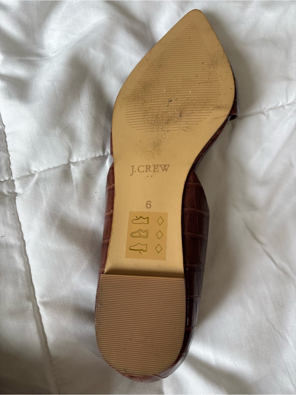 J. Crew Pointed D'Orsay Flats in Brown Croc-Embossed Leather - Picture 3 of 3